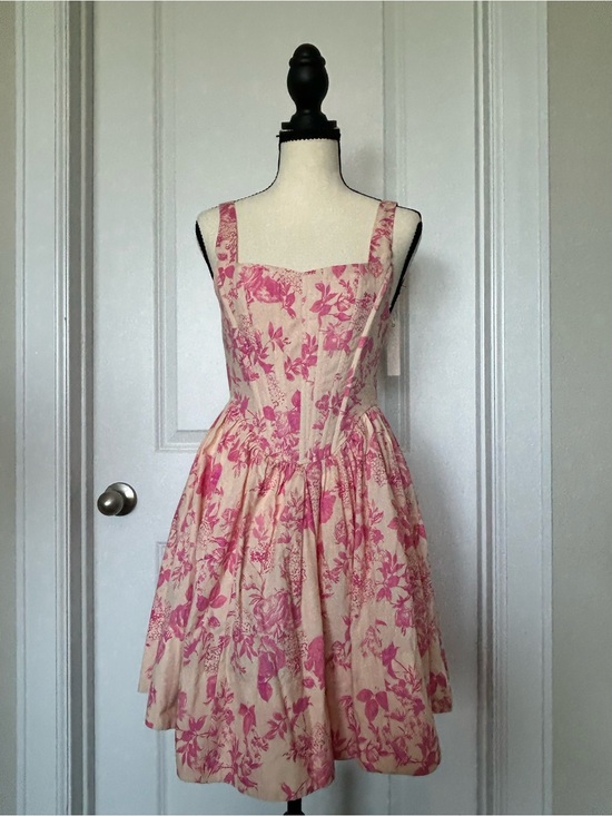 Olivaceous Dresses & Skirts - Olivaceous Cream Dress with Pink Floral Print